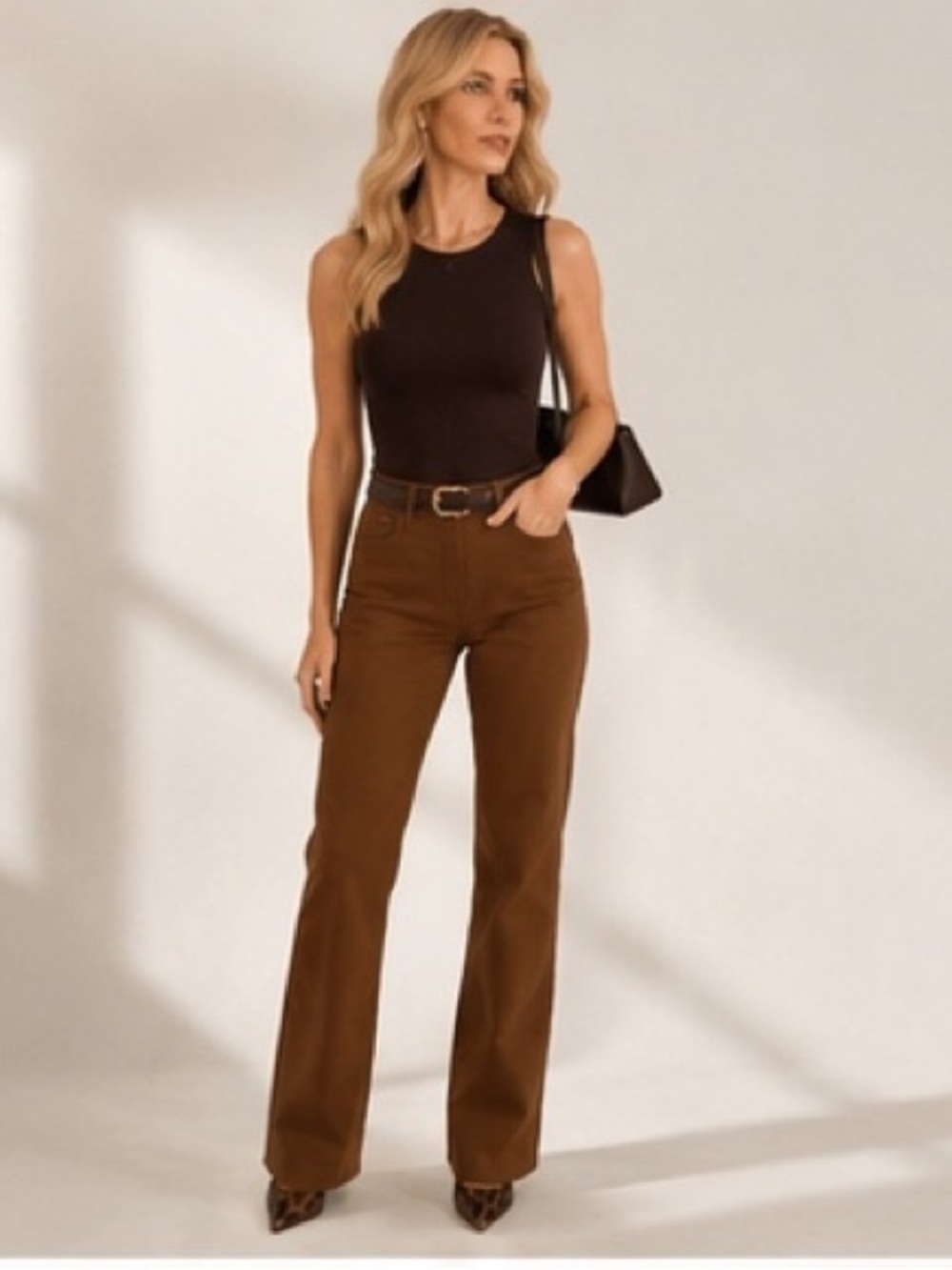 Bagatelle Brown Genuine Suede Leather Straight Leg Pants Women’s 14 Long